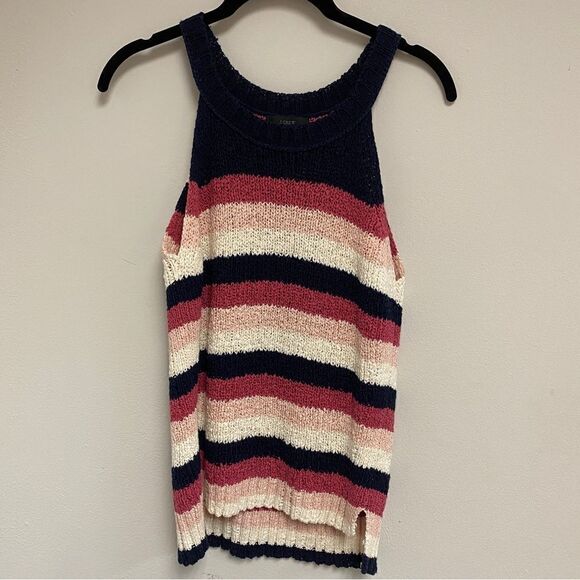 J. Crew Point Sur Stripe Tank Sweater In Navy Rose Multi XS - Picture 3 of 5
